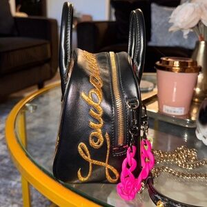 Christian Louboutin Black and Gold Mini Bag Marie Jane nano